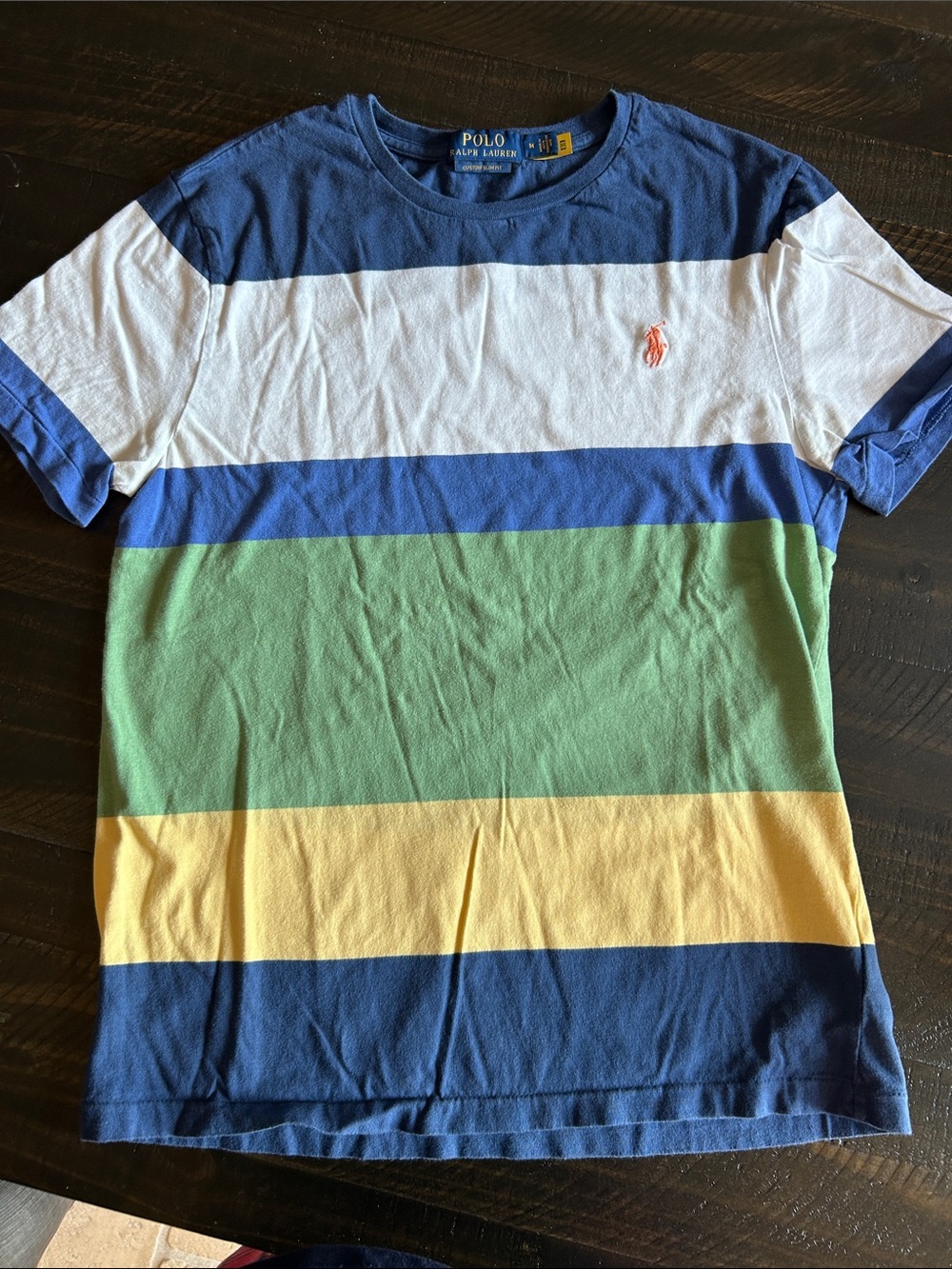 Polo by Ralph Lauren Boys' Striped Crew Tee in Navy, White, Blue, Green, Yellow